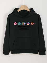 Creative Stars Graphic Hoodies Girls Comfy Hooded Sweatshirt With Pocket