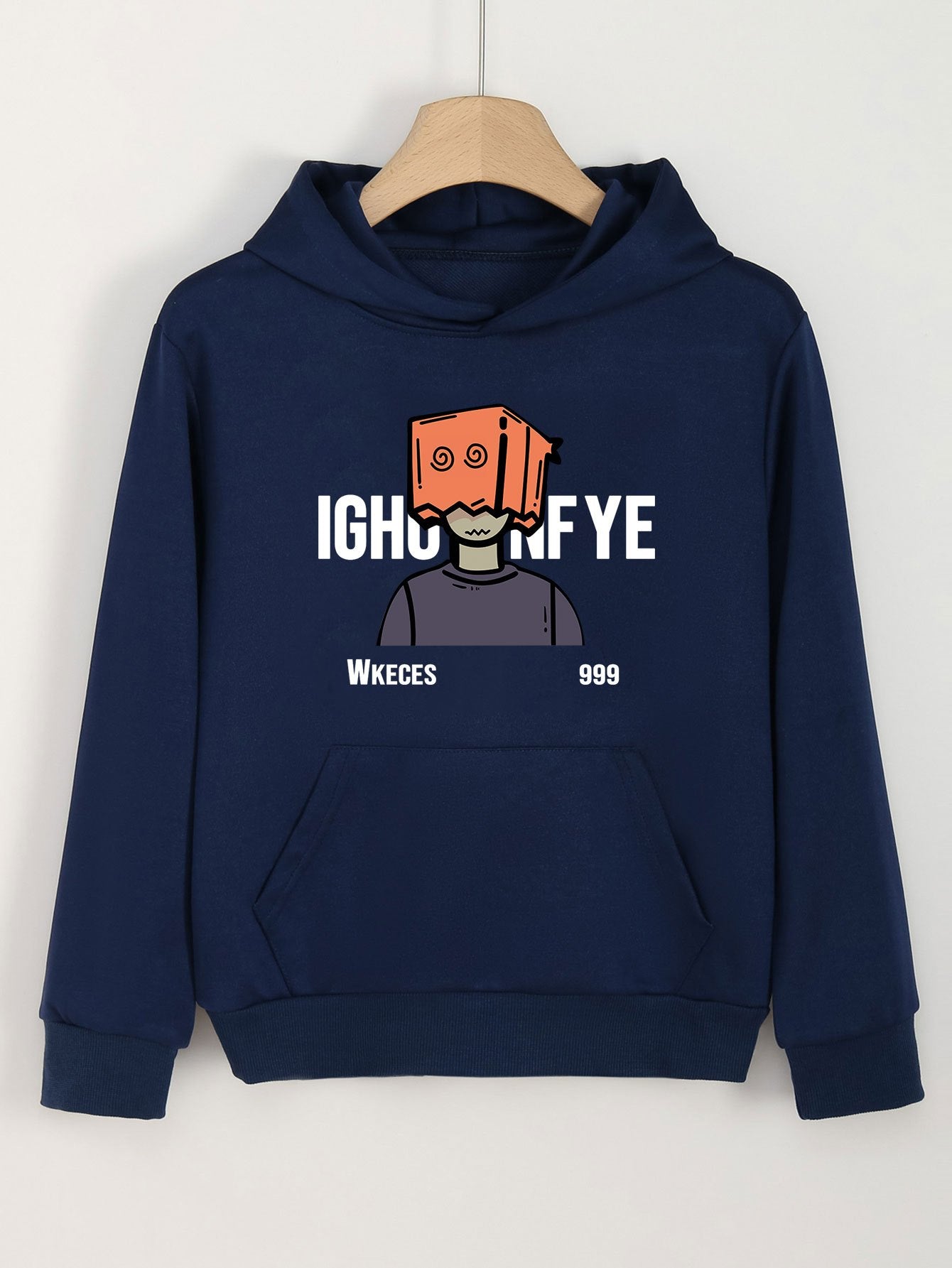 Box Head Man Graphic Hoodies Girls Comfy Hooded Sweatshirt With Pocket