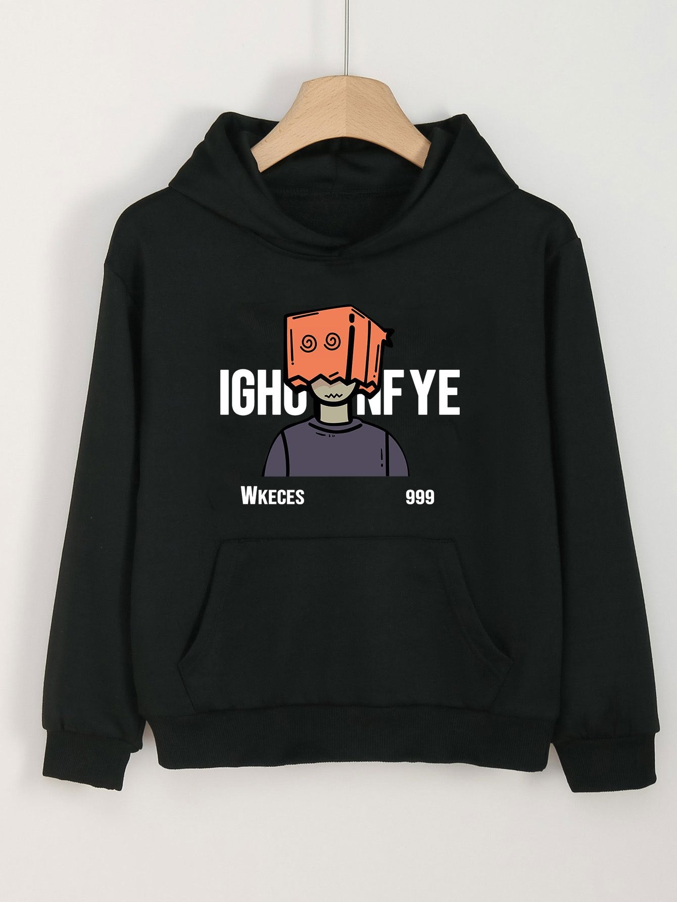 Box Head Man Graphic Hoodies Girls Comfy Hooded Sweatshirt With Pocket