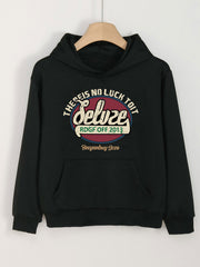 Vintage Letter Graphic Hoodie Girls Sweatshirt Pocket Sports Gift