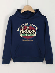 Vintage Letter Graphic Hoodie Girls Sweatshirt Pocket Sports Gift