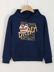 Lion Dance Hoodie Girls Comfy Sweatshirt With Pocket