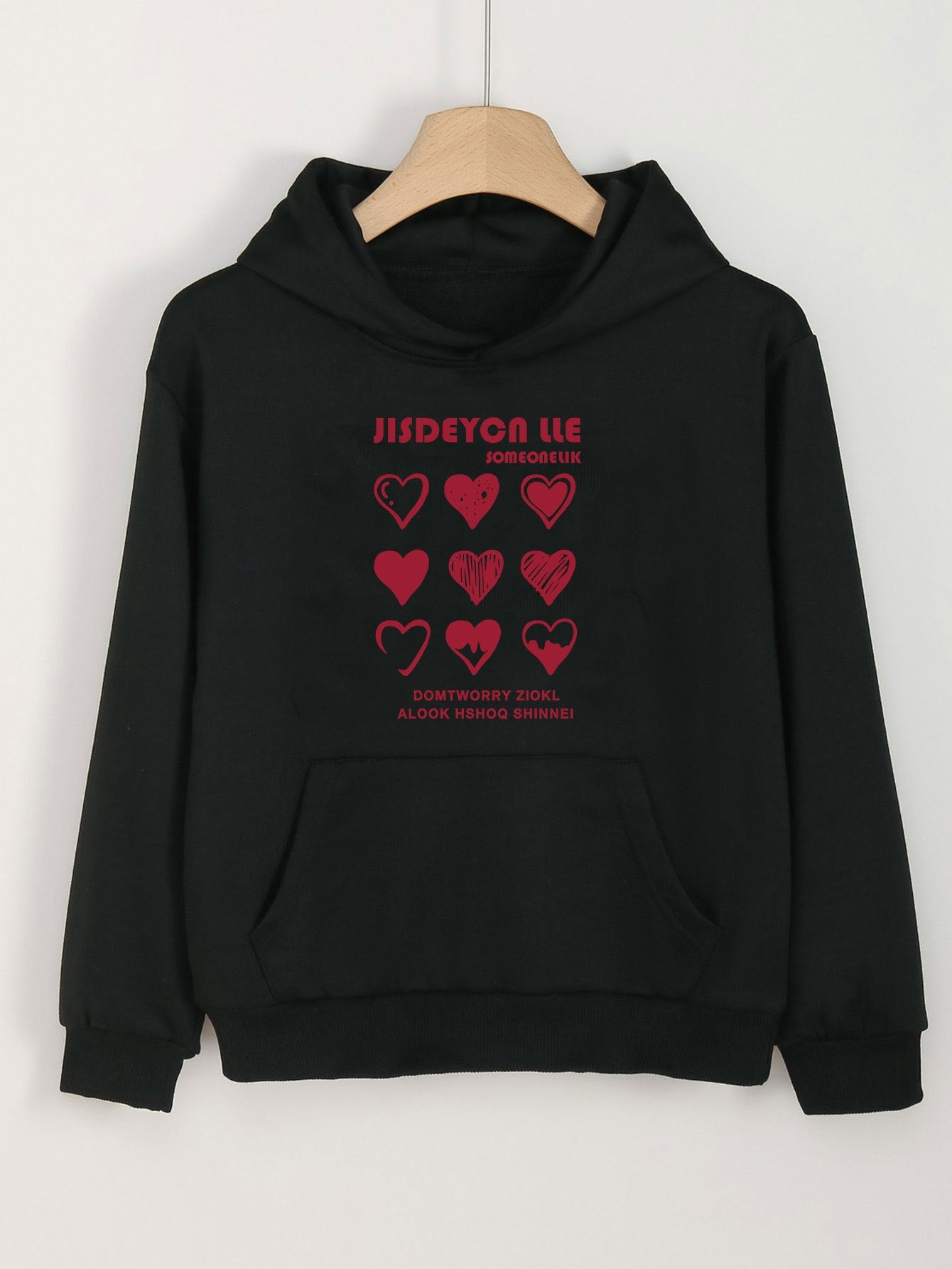 Heart Graphic Hoodies Girls Comfy Hooded Sweatshirt With Pocket