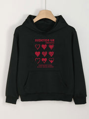Heart Graphic Hoodies Girls Comfy Hooded Sweatshirt With Pocket