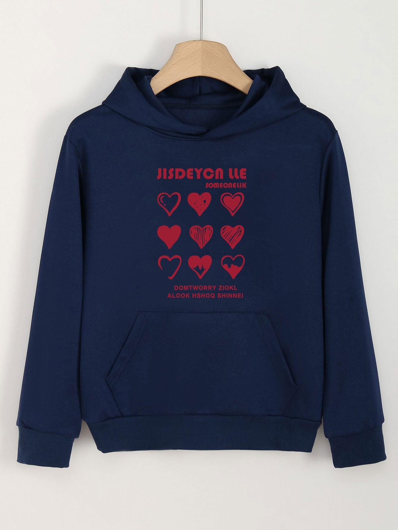 Heart Graphic Hoodies Girls Comfy Hooded Sweatshirt With Pocket