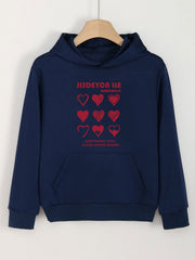 Heart Graphic Hoodies Girls Comfy Hooded Sweatshirt With Pocket
