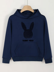 Bunny Head Graphic Hoodie Girls Comfy Hooded Sweatshirt
