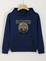 Elephant Boy Graphic Hoodies Girls Comfy Hooded Sweatshirt With Pocket