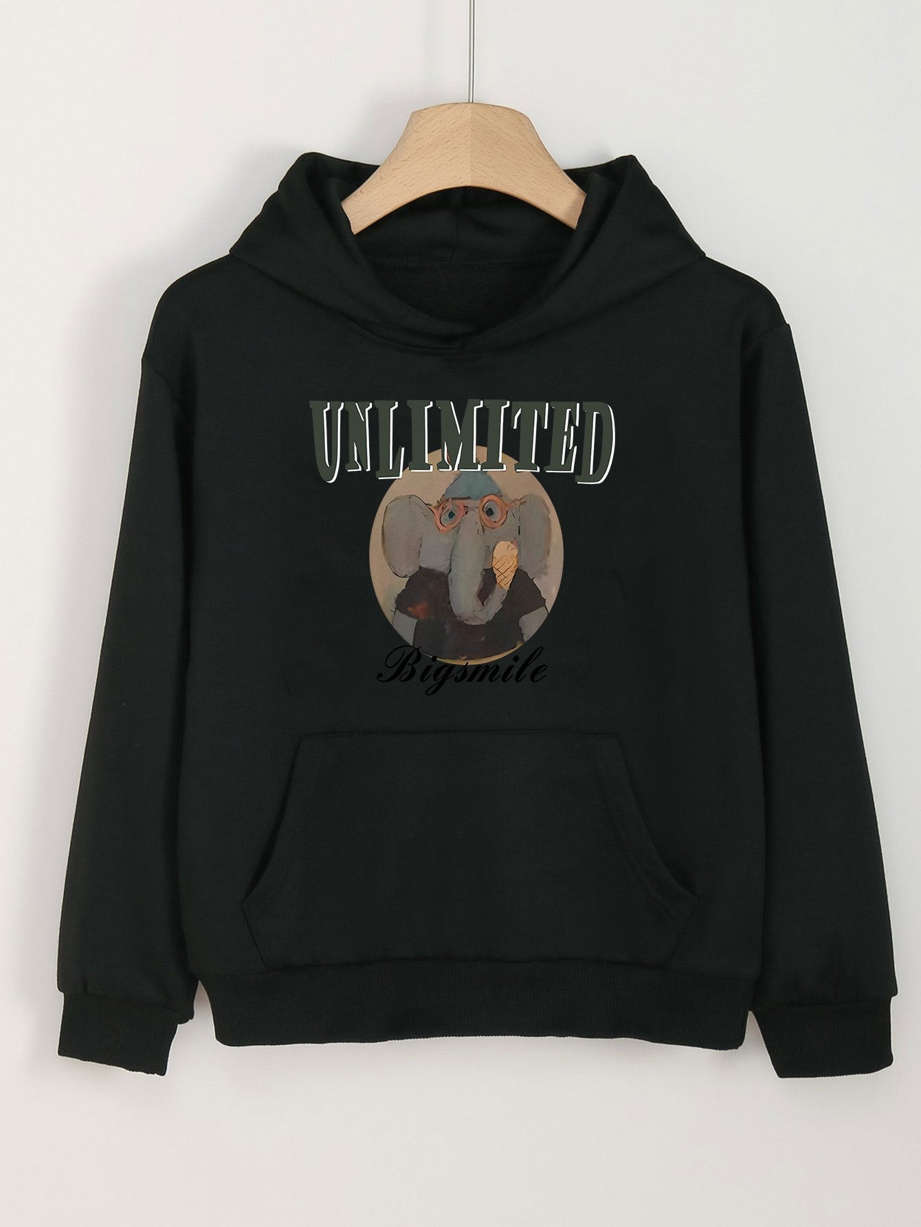 Elephant Boy Graphic Hoodies Girls Comfy Hooded Sweatshirt With Pocket