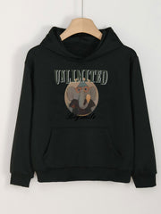 Elephant Boy Graphic Hoodies Girls Comfy Hooded Sweatshirt With Pocket