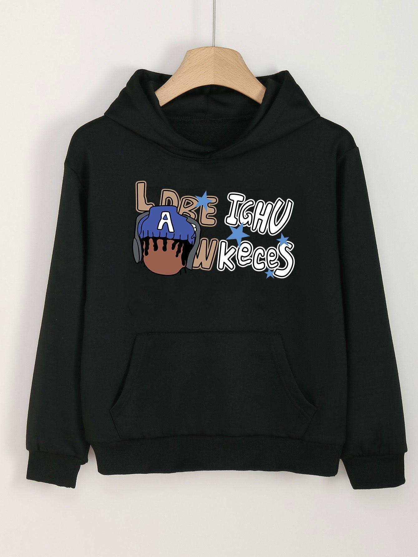 Headphone Man Graphic Hoodies Girls Comfy Hooded Sweatshirt With Pocket