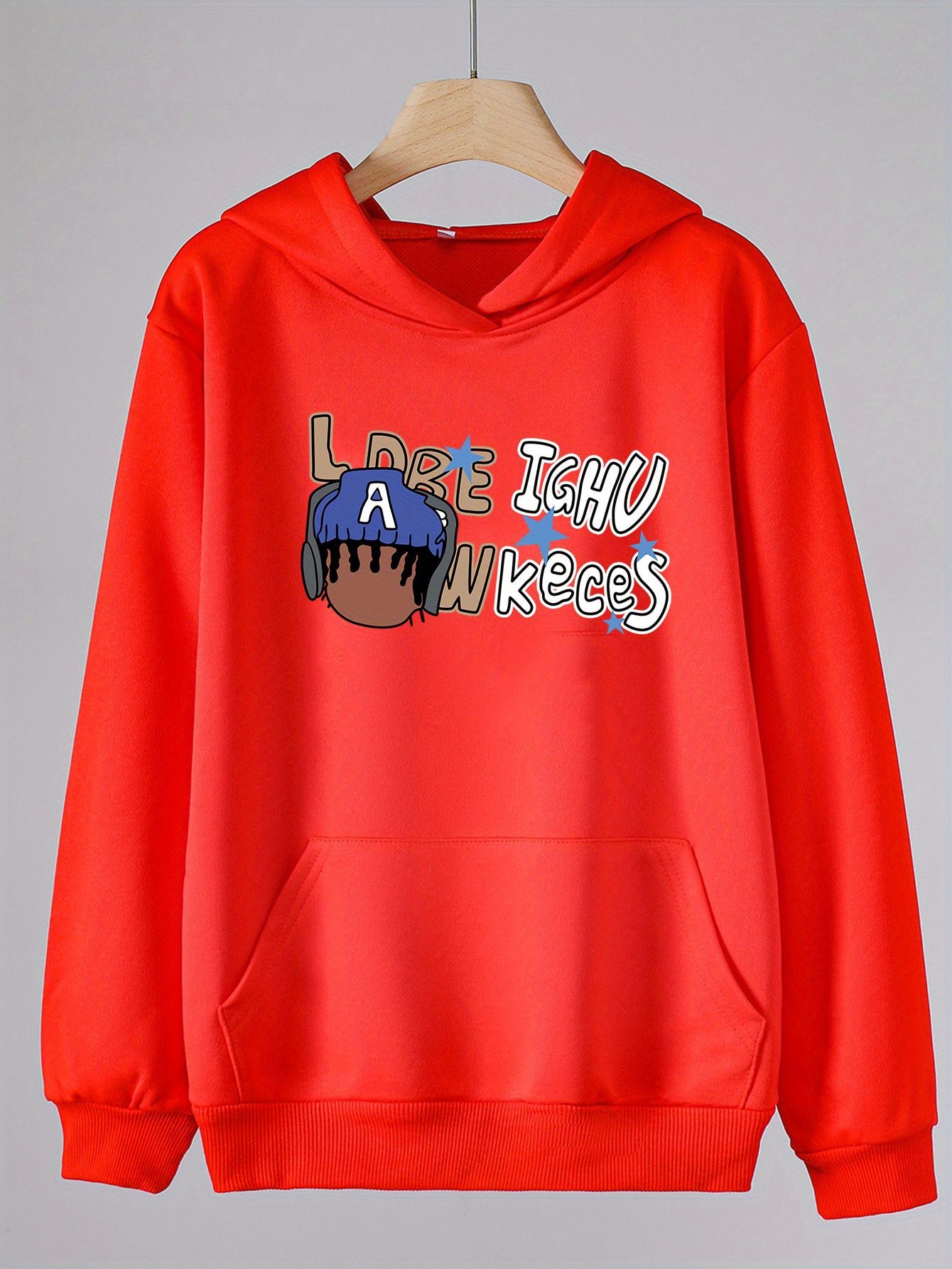 Headphone Man Graphic Hoodies Girls Comfy Hooded Sweatshirt With Pocket