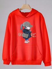 Cartoon Girl Graphic Hoodies Girls Comfy Hooded Sweatshirt