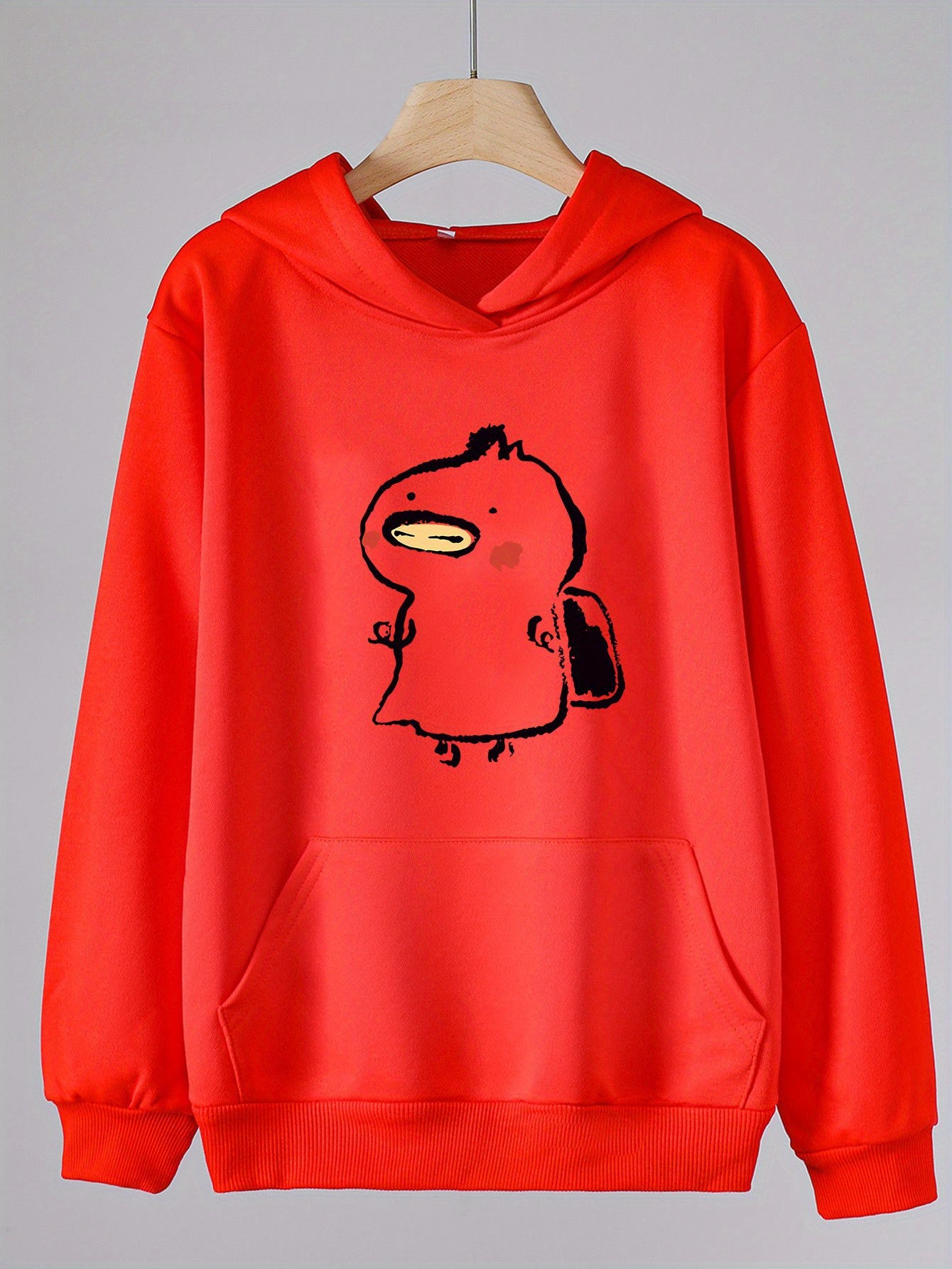 Cartoon Graphic Hoodie Girls Comfy Sweatshirt w/ Pocket