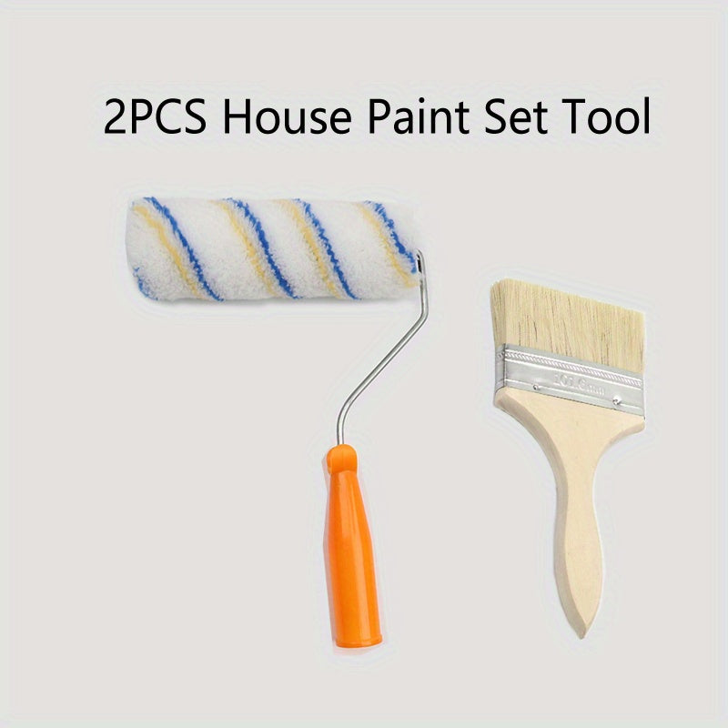 2pcs Latex Paint Roller & Soft Bristle Brush Set