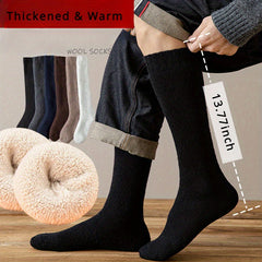 Men's Winter Wool Socks Warm Over the Calf Snow Outdoor Velvet Thickened