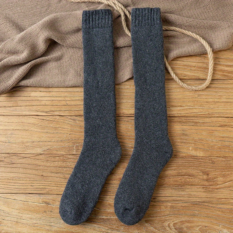Men's Winter Wool Socks Warm Over the Calf Snow Outdoor Velvet Thickened