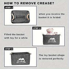 Foldable Storage Basket for Pet Toys Felt Organizer with Handle