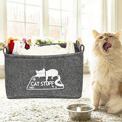 Foldable Storage Basket for Pet Toys Felt Organizer with Handle