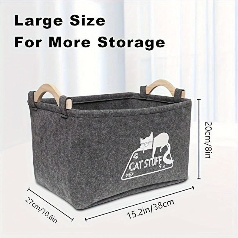 Foldable Storage Basket for Pet Toys Felt Organizer with Handle