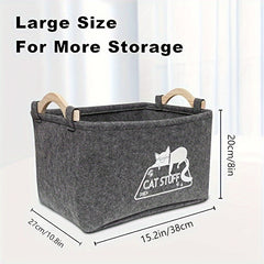 Foldable Storage Basket for Pet Toys Felt Organizer with Handle
