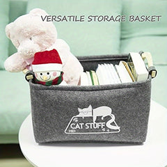 Foldable Storage Basket for Pet Toys Felt Organizer with Handle