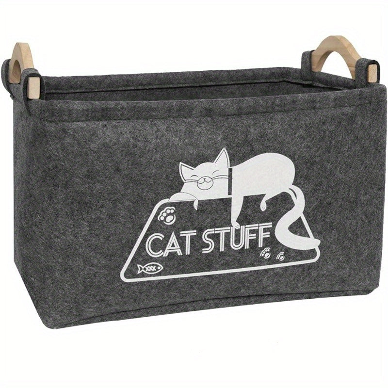 Foldable Storage Basket for Pet Toys Felt Organizer with Handle