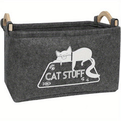 Foldable Storage Basket for Pet Toys Felt Organizer with Handle
