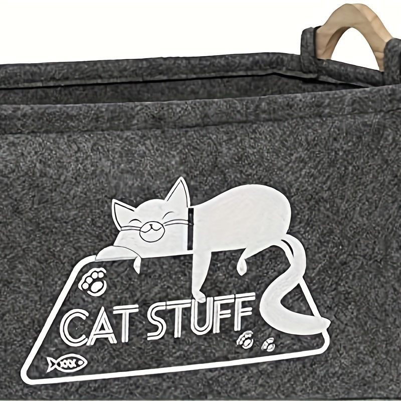 Foldable Storage Basket for Pet Toys Felt Organizer with Handle