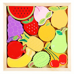 Wooden Animal Fruit Transportation 3D Puzzle Blocks Learning Toy