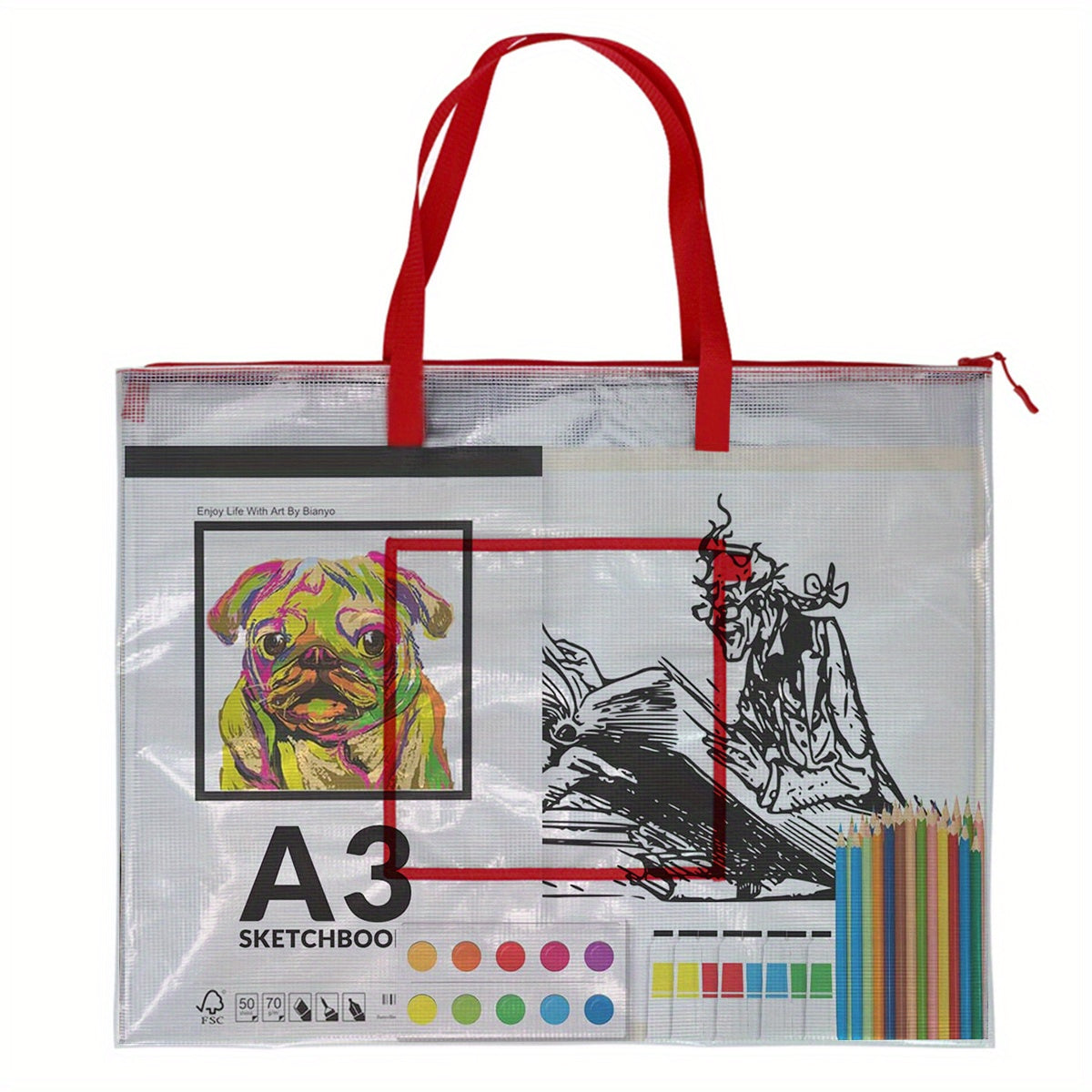 Art Portfolio Bag Poster Storage Bag with Handle Zipper