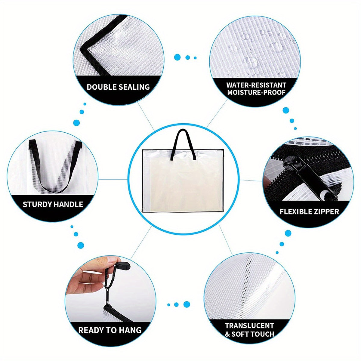 Art Portfolio Bag Poster Storage Bag with Handle Zipper