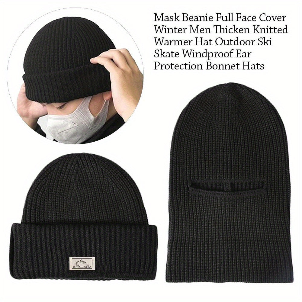 Windproof Beanie Hat and Balaclava Face Mask 2-in-1 Ski Mask