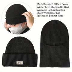 Windproof Beanie Hat and Balaclava Face Mask 2-in-1 Ski Mask