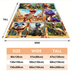 Cute Dino Print Blanket Lightweight Flannel Throw for Home and Travel