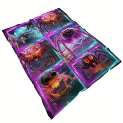 Cozy Purple Spider Print Lightweight Flannel Throw Blanket