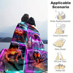 Cozy Purple Spider Print Lightweight Flannel Throw Blanket
