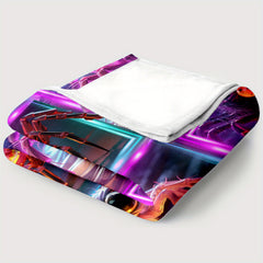 Cozy Purple Spider Print Lightweight Flannel Throw Blanket