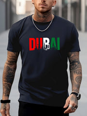 Colorful DuBai Print Men's Graphic Crew Neck Active T-shirt