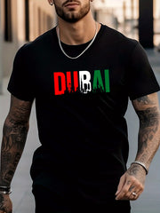 Colorful DuBai Print Men's Graphic Crew Neck Active T-shirt