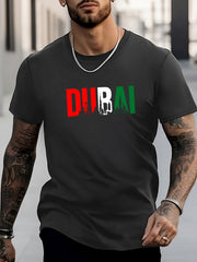 Colorful DuBai Print Men's Graphic Crew Neck Active T-shirt