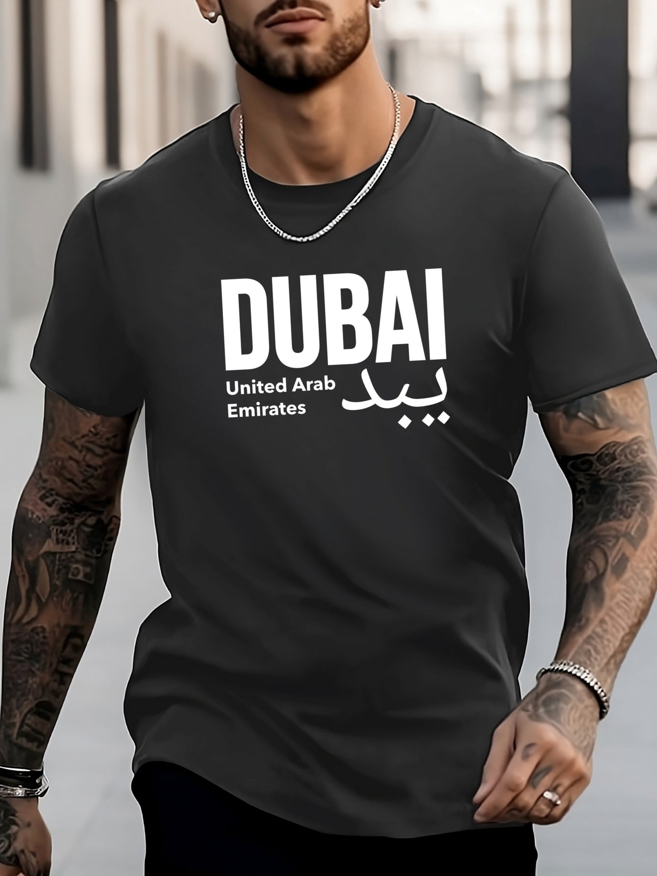 Dubai Print Men's Active T-shirt Casual Tees For Summer