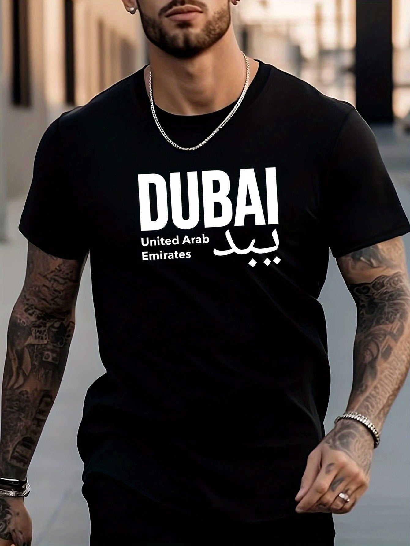 Dubai Print Men's Active T-shirt Casual Tees For Summer