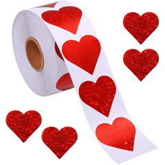 500pcs Red Sparkle Heart Stickers Wedding Decor Scrapbooking Adhesive