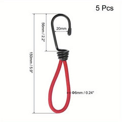 5pcs Elastic Cords With Hook Tarp Straps for Outdoor Camping Tent Canopy