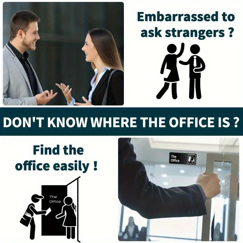 The Office Sign Sticker Self Adhesive 22.86x7.62 cm Acrylic for Home or Business