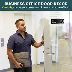 The Office Sign Sticker Self Adhesive 22.86x7.62 cm Acrylic for Home or Business