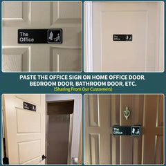 The Office Sign Sticker Self Adhesive 22.86x7.62 cm Acrylic for Home or Business