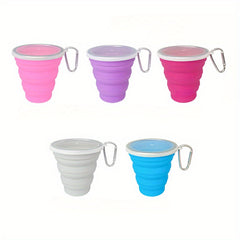 200ml Telescopic Silicone Water Cup with Lid for Outdoor Use