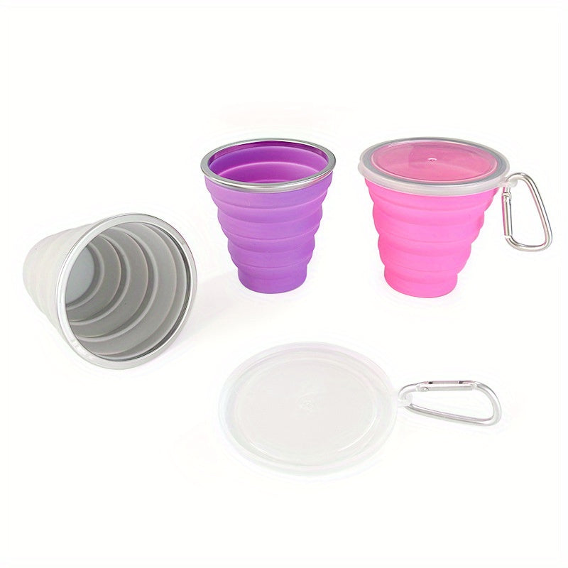 200ml Telescopic Silicone Water Cup with Lid for Outdoor Use
